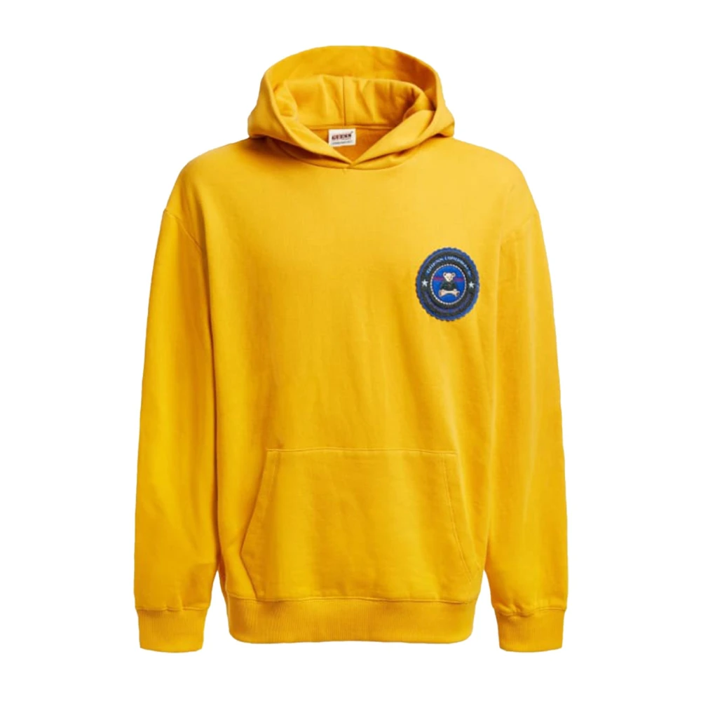 Guess Logo Hoodie Yellow Heren