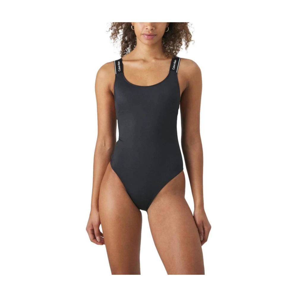 Calvin Klein Zwarte Nylon Badkleding Dames Badpak Black Dames