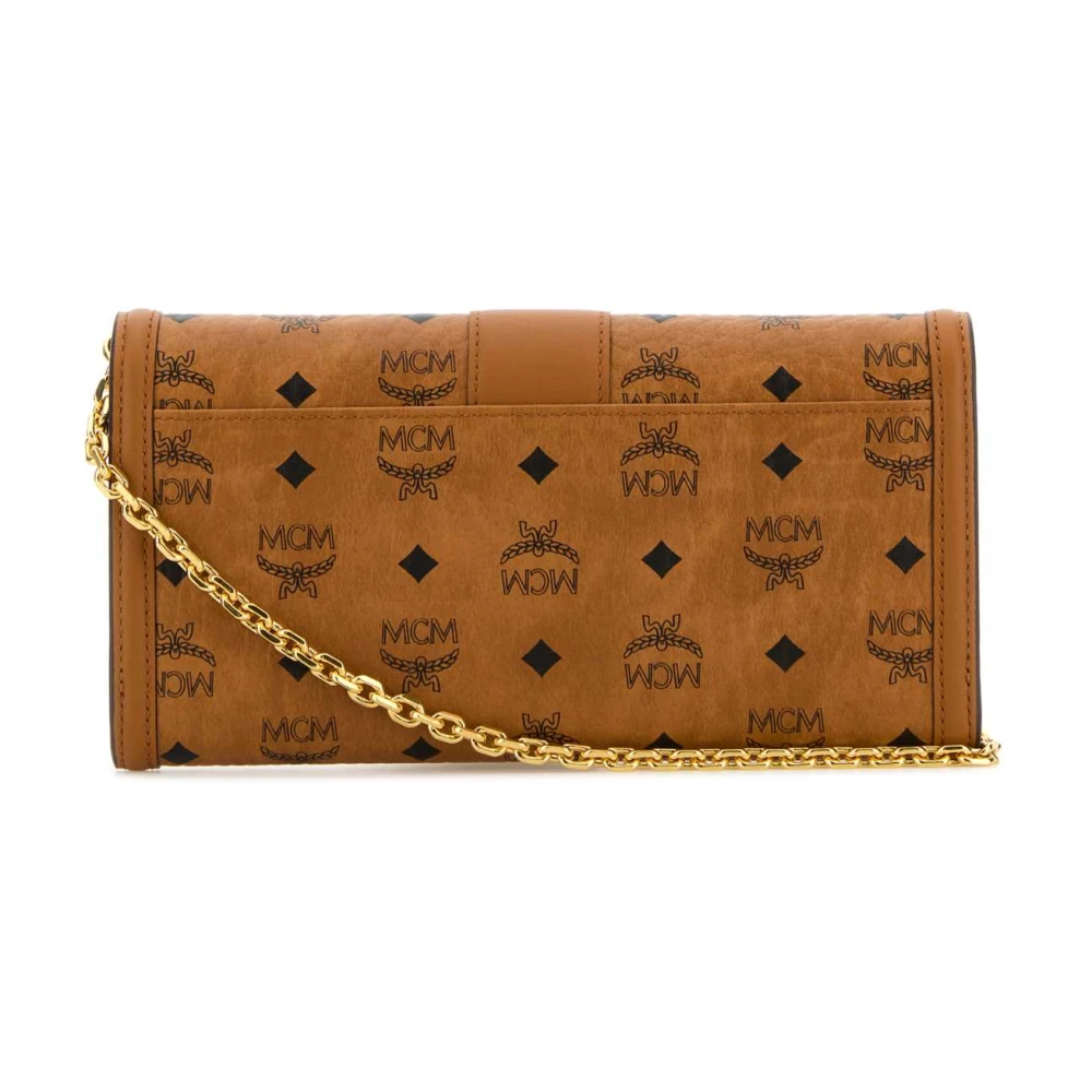 MCM Canvas Wallet with Shoulder Strap Brown Dames