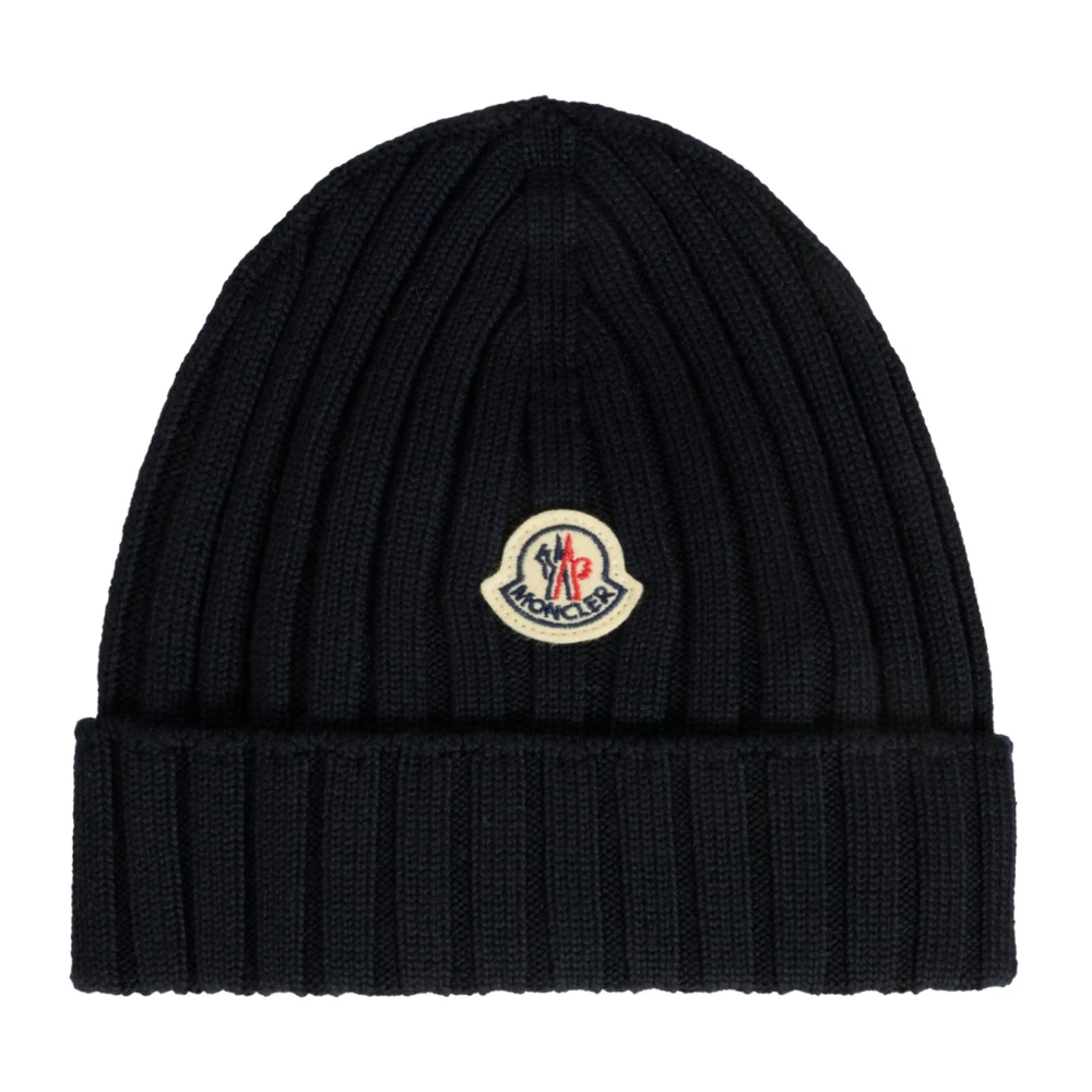 Moncler Blue Hats & Caps, Unisex, 2XS, Ribbed Wool Beanie Hat