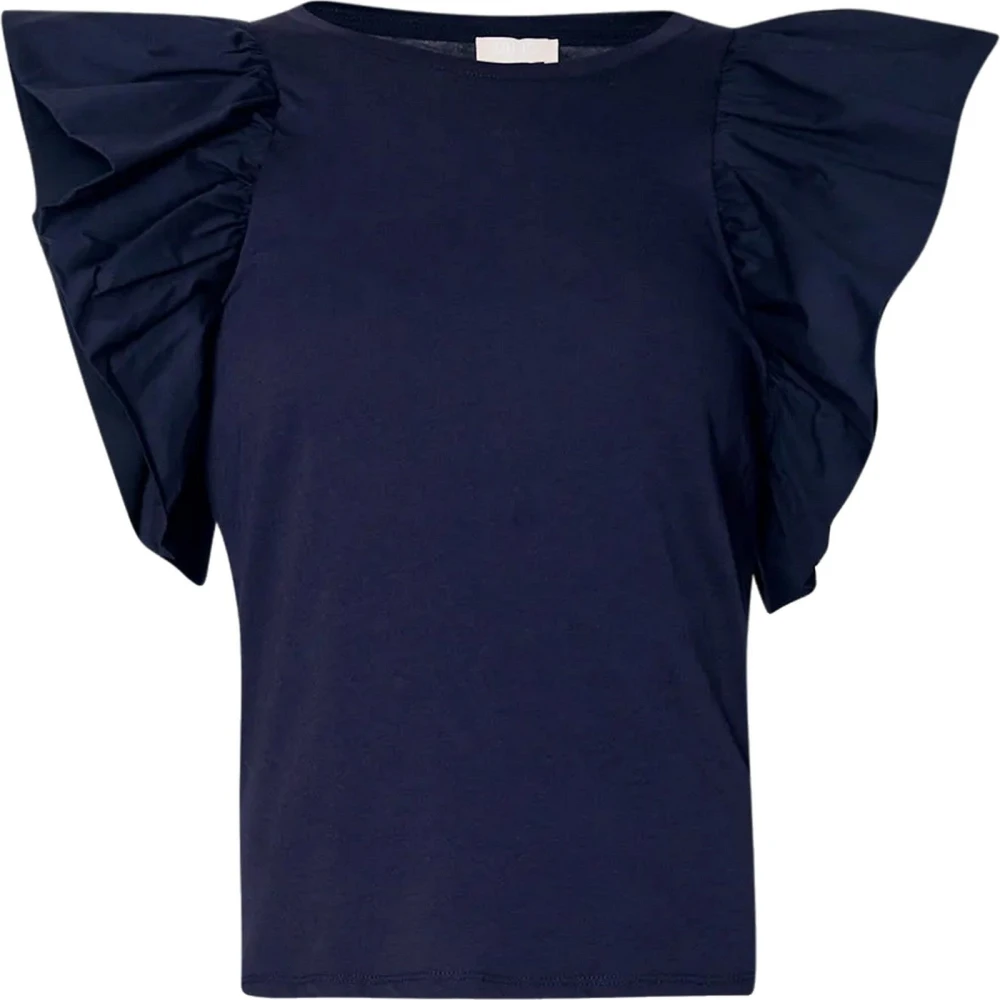 Liu Jo Jersey poplin t-shirt Relievo blauw