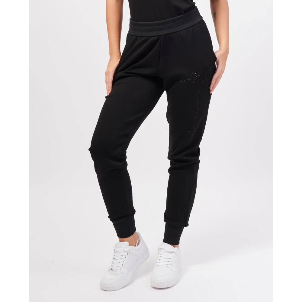 Armani Exchange Zwarte Elastische Taille Joggers Black Dames