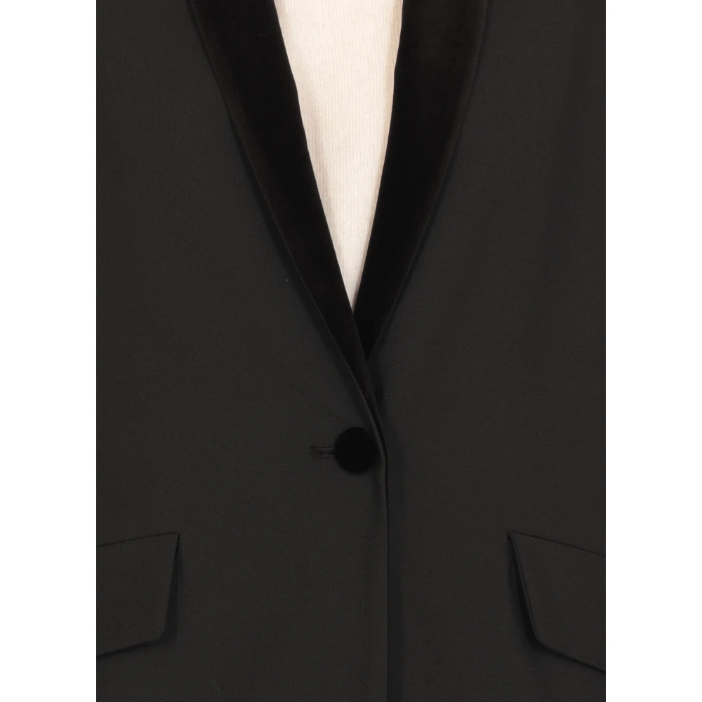 Antonelli Firenze Zwart Wollen Blazer Velvet Kraag Black Dames