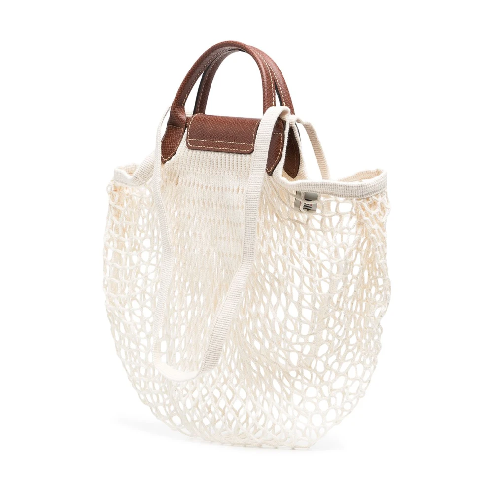 Longchamp Stijlvolle Ecru Leren Handtas Beige Dames