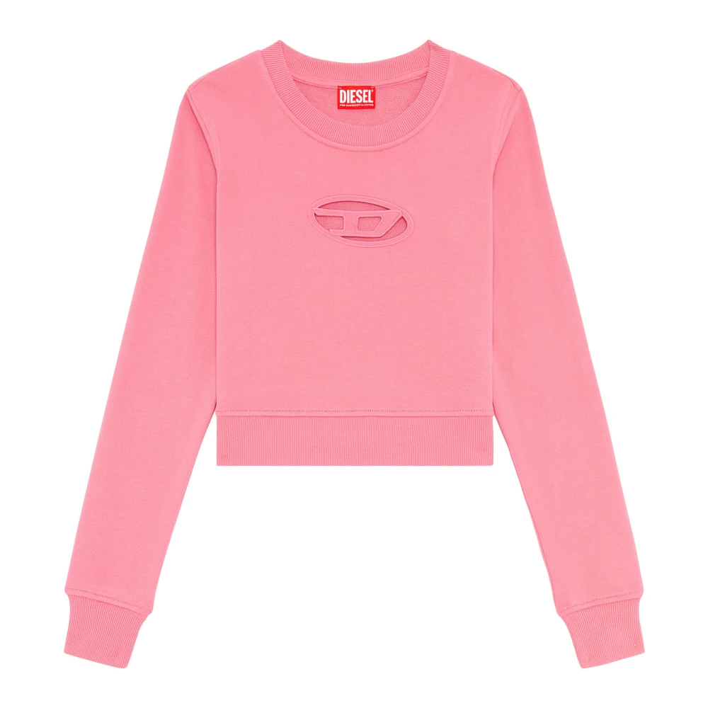 Diesel Cropped sweatshirt with cut-out logo Pink Dames