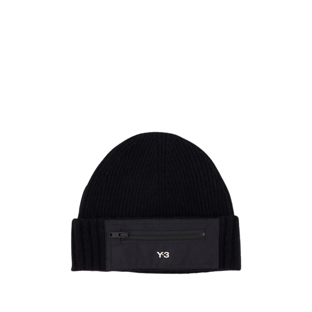 Y-3 Zwarte Wol Beanie Black Unisex