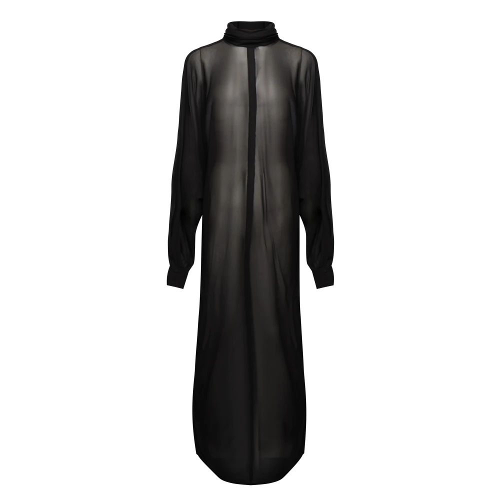 Nineminutes Zwarte Jurk met Kraag en Lange Mouwen Black Dames