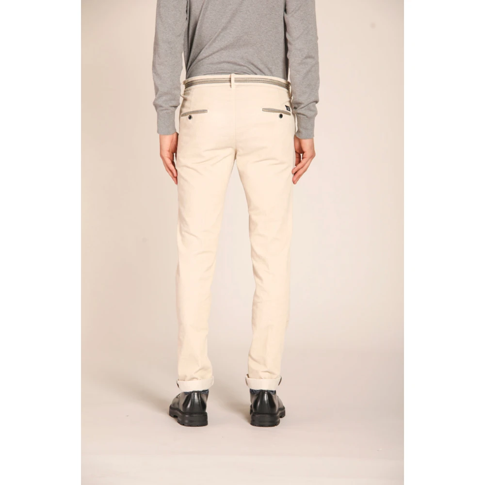 Mason's Velvet Gestreepte Slim Fit Chino Broek Beige Heren