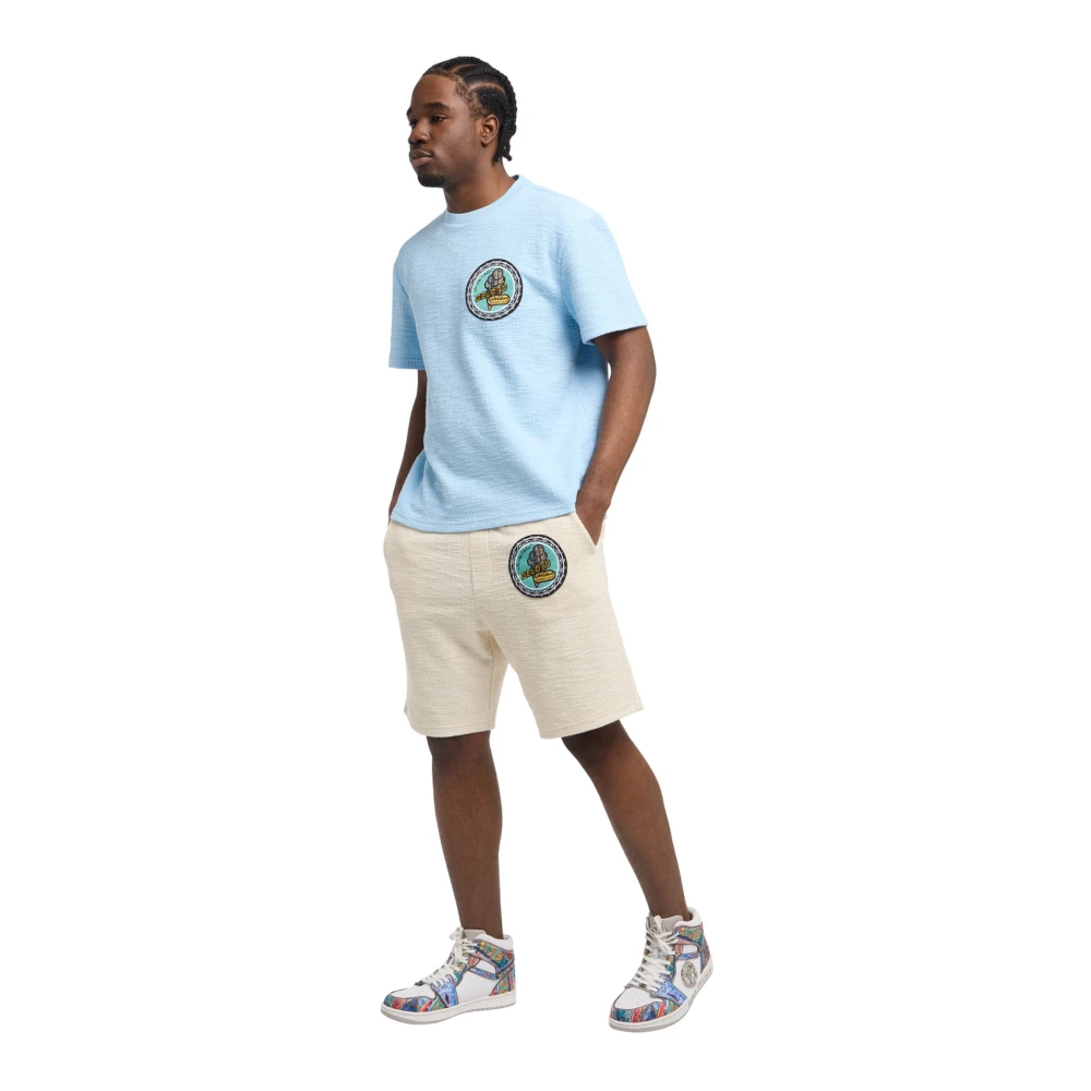 carlo colucci Bouclé T-shirt met textuureffect Blue Heren