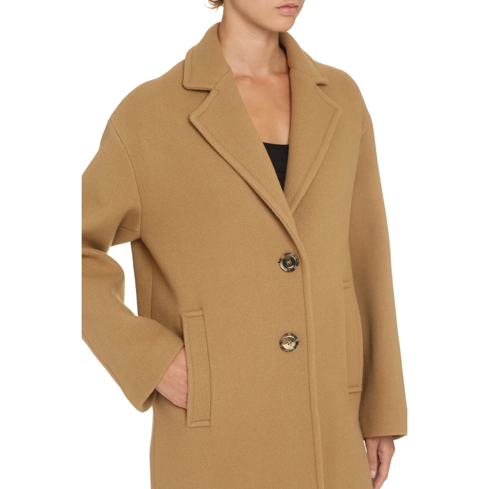 pinko Wollen Jas met Reverskraag Brown Dames