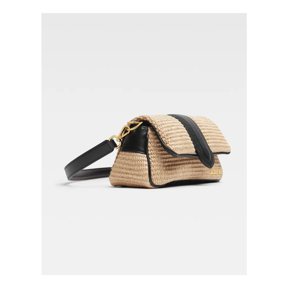 Jacquemus Raffia Schoudertas met Leren Banden Beige Dames