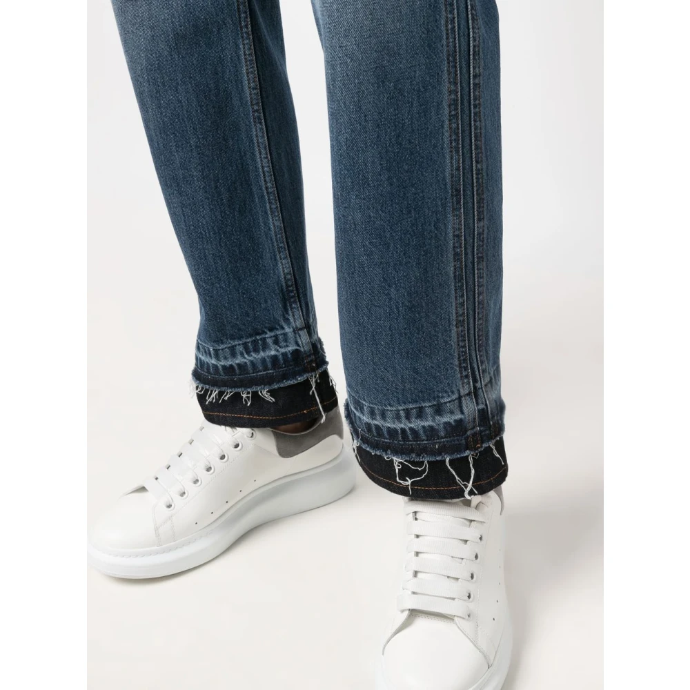 alexander mcqueen Blauwe Whiskered Cropped Jeans Blue Heren
