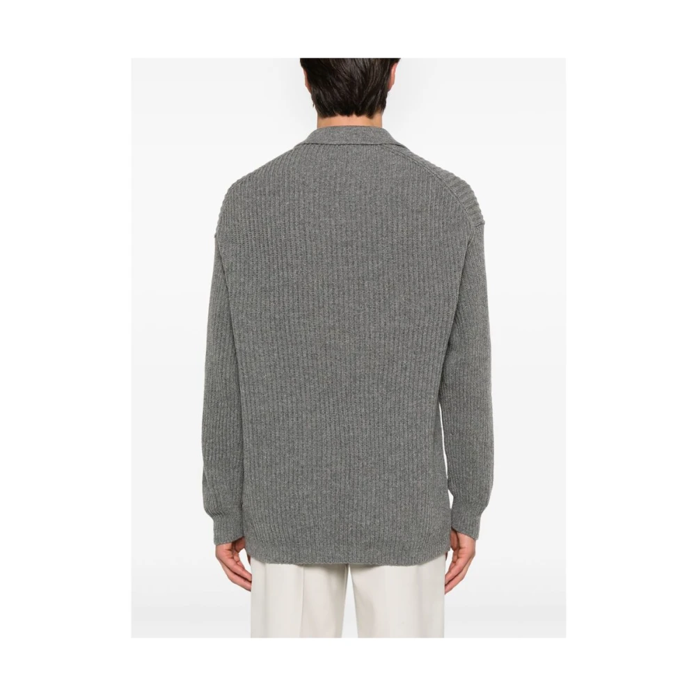 Emporio Armani Gebreide Polo Trui Gray Heren