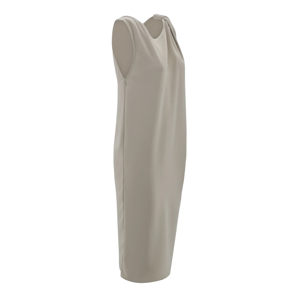 P.a.r.o.s.h. Beige Midi Jurk met Gedrapeerd Detail Beige Dames