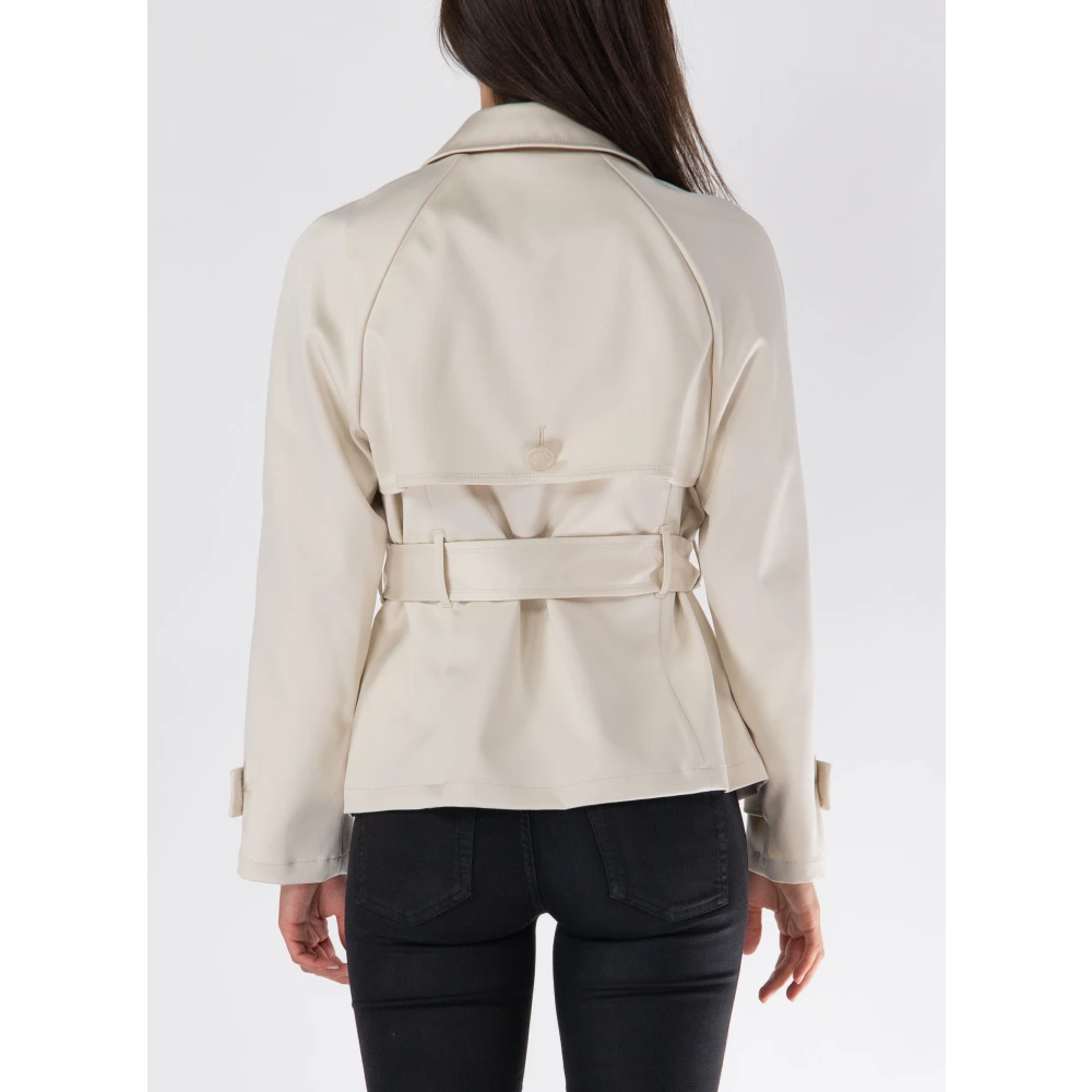 Guess Raso Cropped Trench Coat Beige Dames