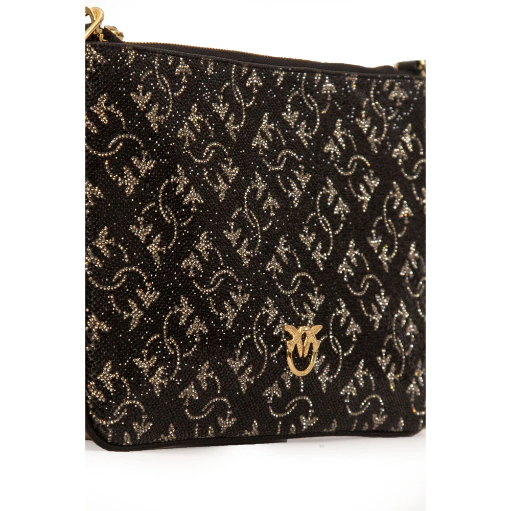 pinko Monogram Strass Clutch Tas Black Dames