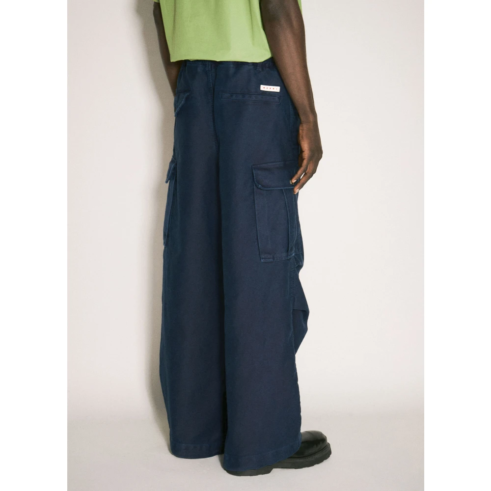 Marni Cargo Broek Zware Weving Italië Blue Heren