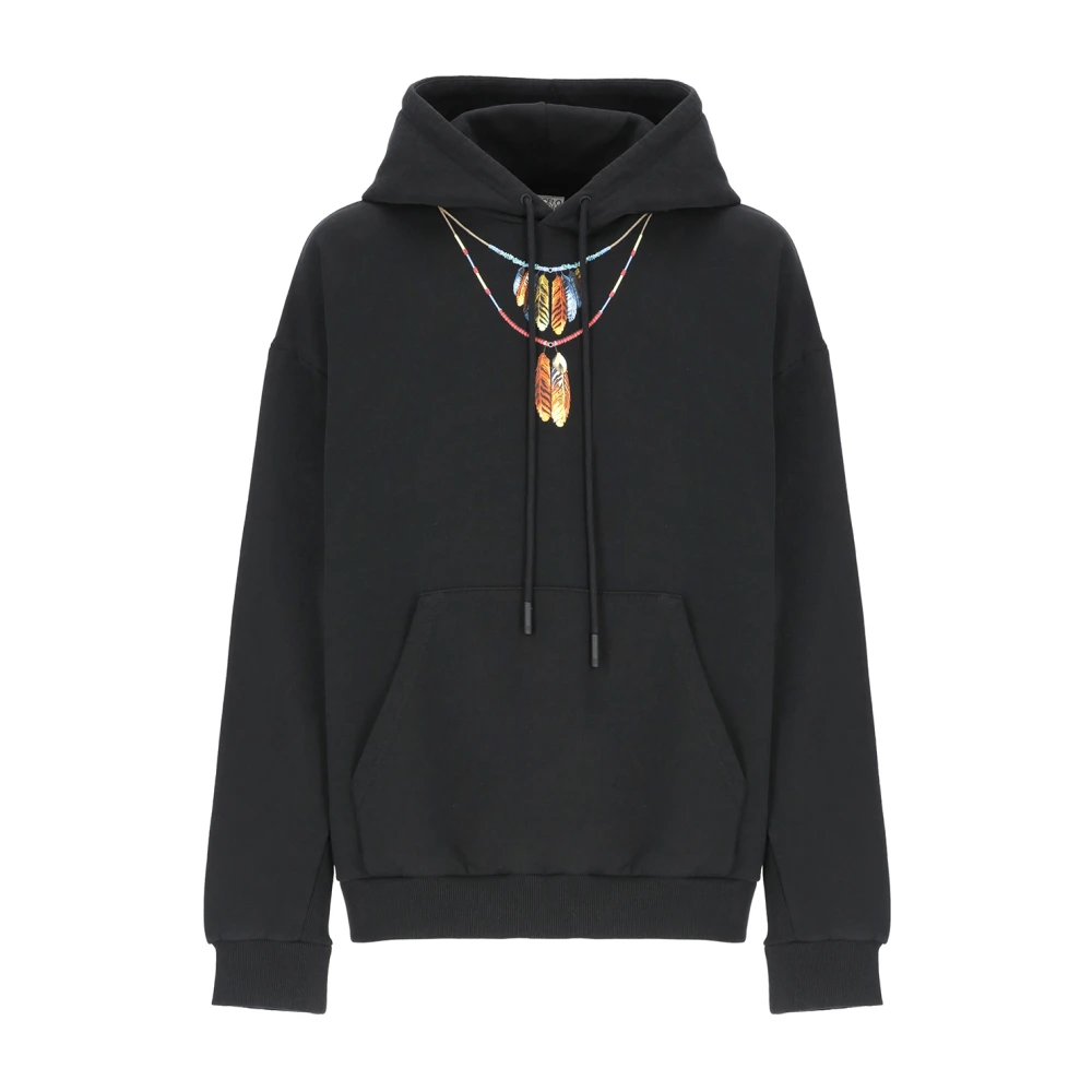 Marcelo Burlon - Sudadera Con Capucha Negra Con Estampado Frontal - Sweatshirts & Hoodies - Hombre - Negro - L