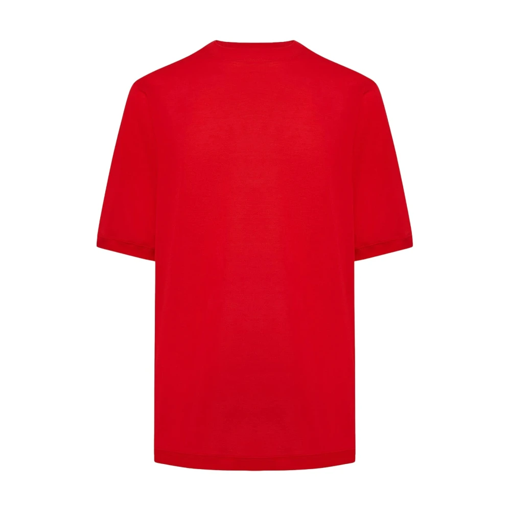 Kiton Rode Katoenen Crew Neck T-Shirt Red Heren