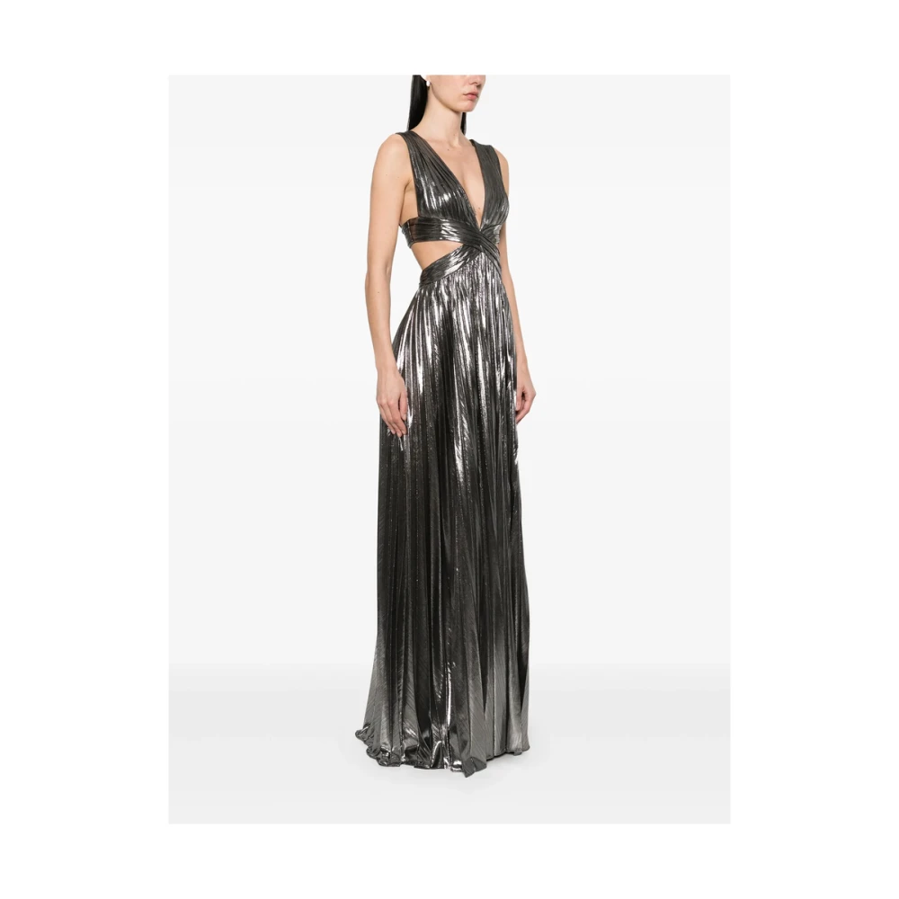 Retrofête Grijs Geplooide V-Hals Jurk Gray Dames