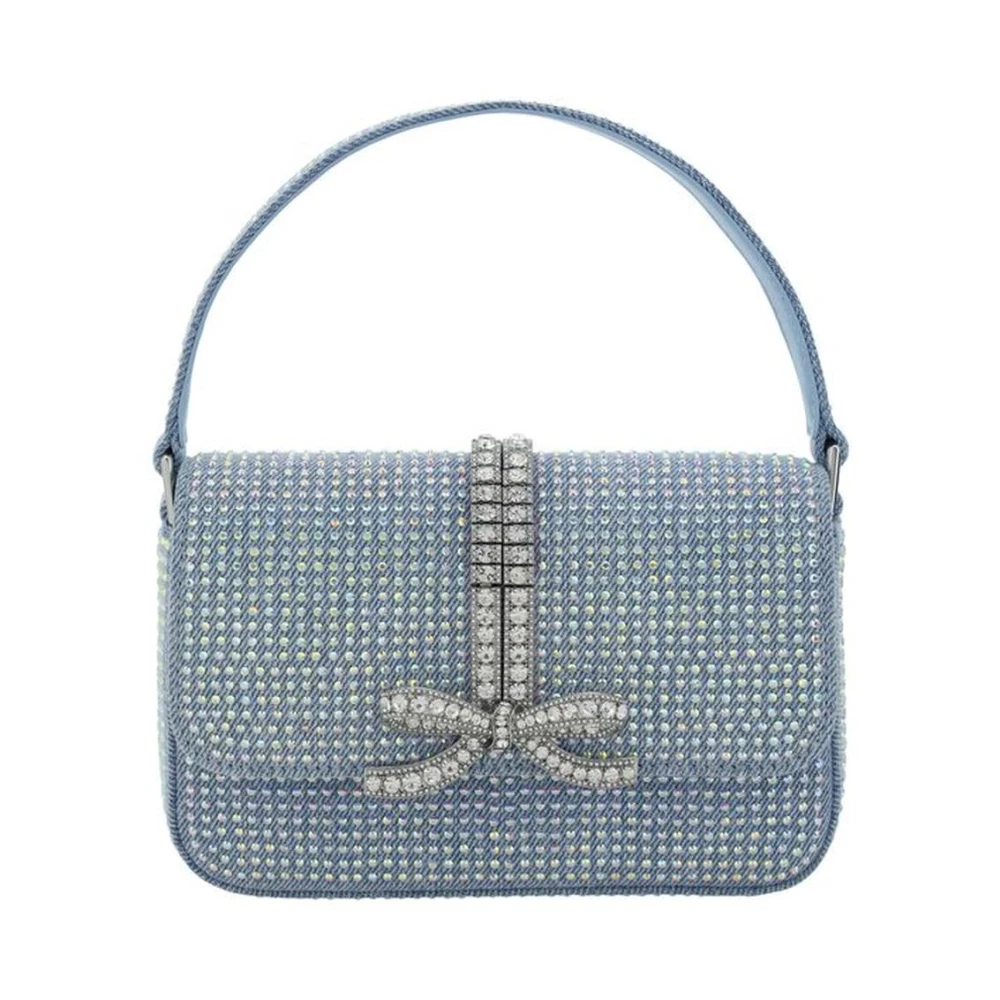Self Portrait Rhinestone Versierde Baguette Handtas Blue Dames