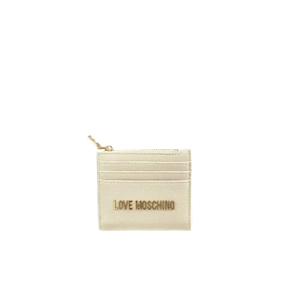 Love Moschino Women's Beige Card Holder With Logo Lettering - Wallets & Cardholders - One Size - Accessories