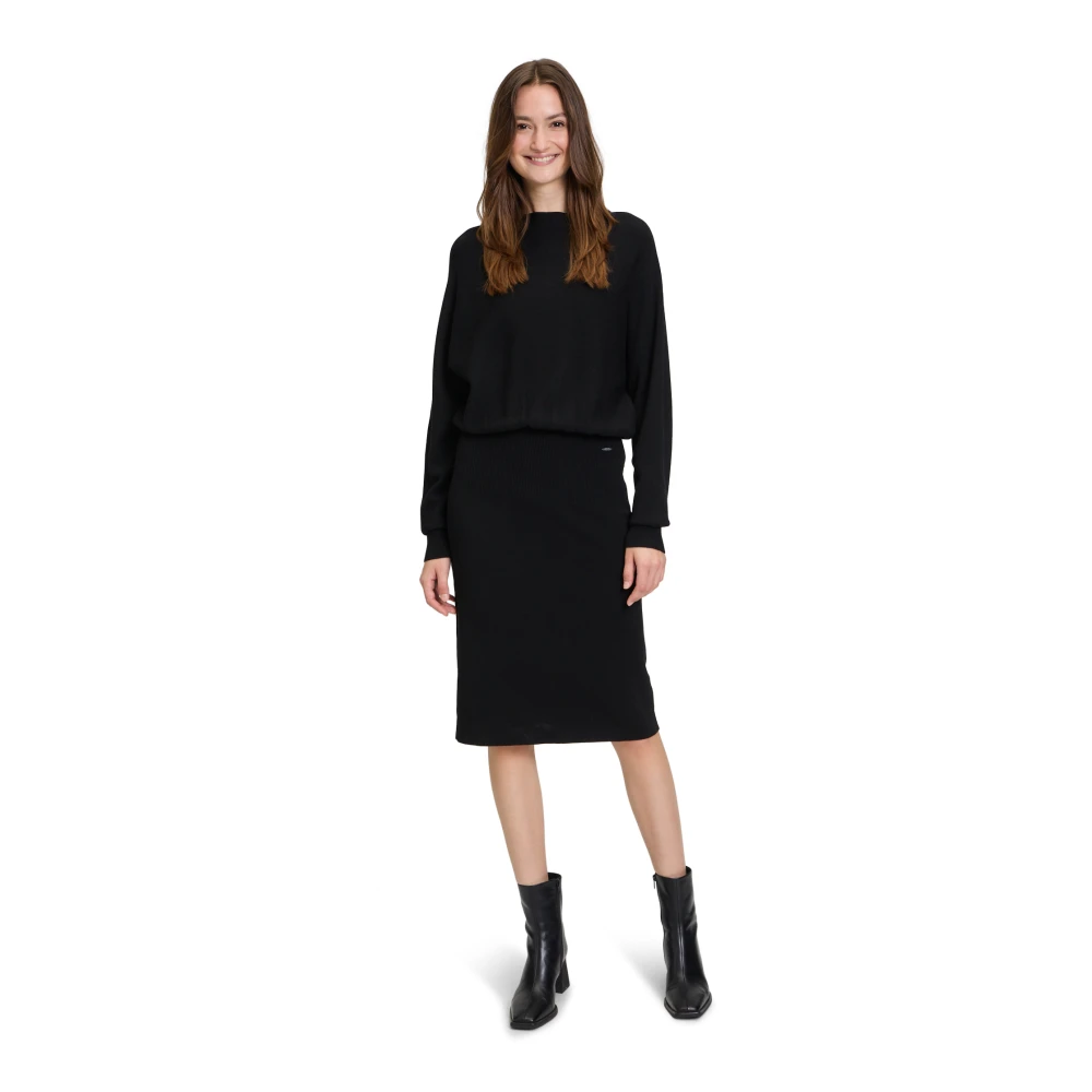 Betty & Co Batwing Sleeve Gebreide Jurk Black Dames