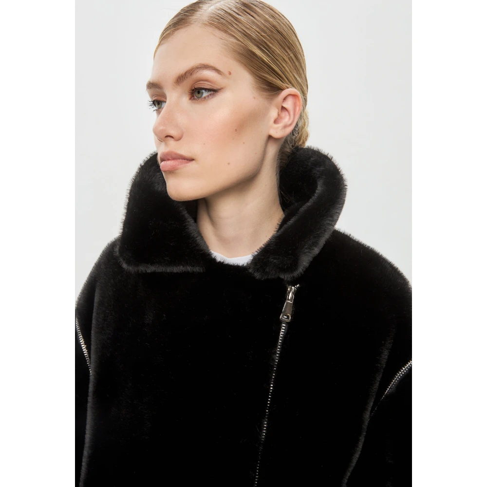 Cesare Gaspari Faux Fur & Shearling Jackets Black Dames