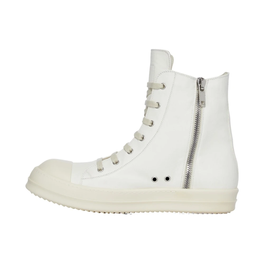 Rick Owens Hoge Sneakers van Leer Heren Schoenen Wit