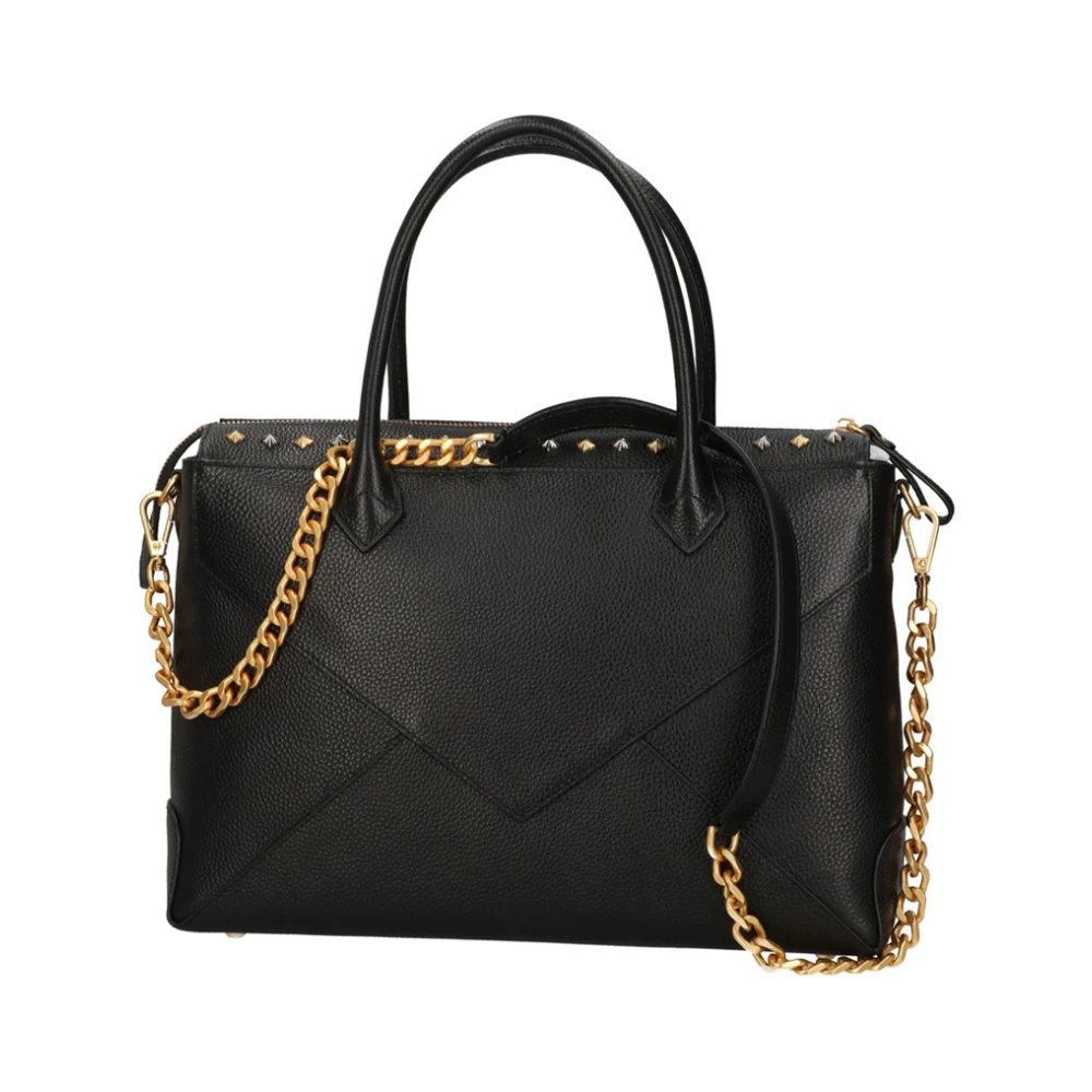 La Carrie Gestikte Leren Shopper Tas Black Dames