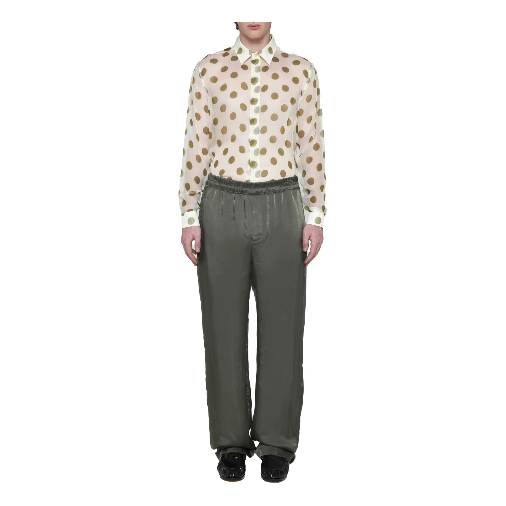 Saint Laurent Khaki Cupro Jogging Broek Green Heren