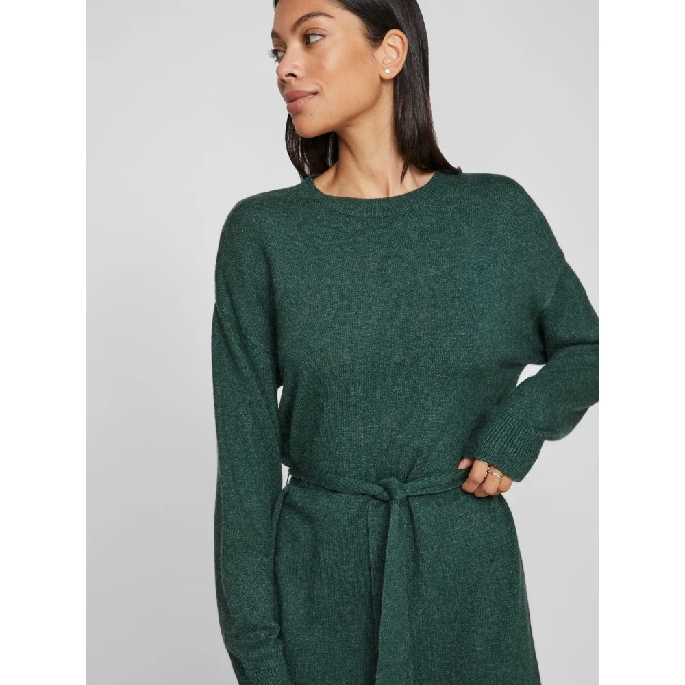 Vila Jurk met lange mouwen en tailleband Green Dames
