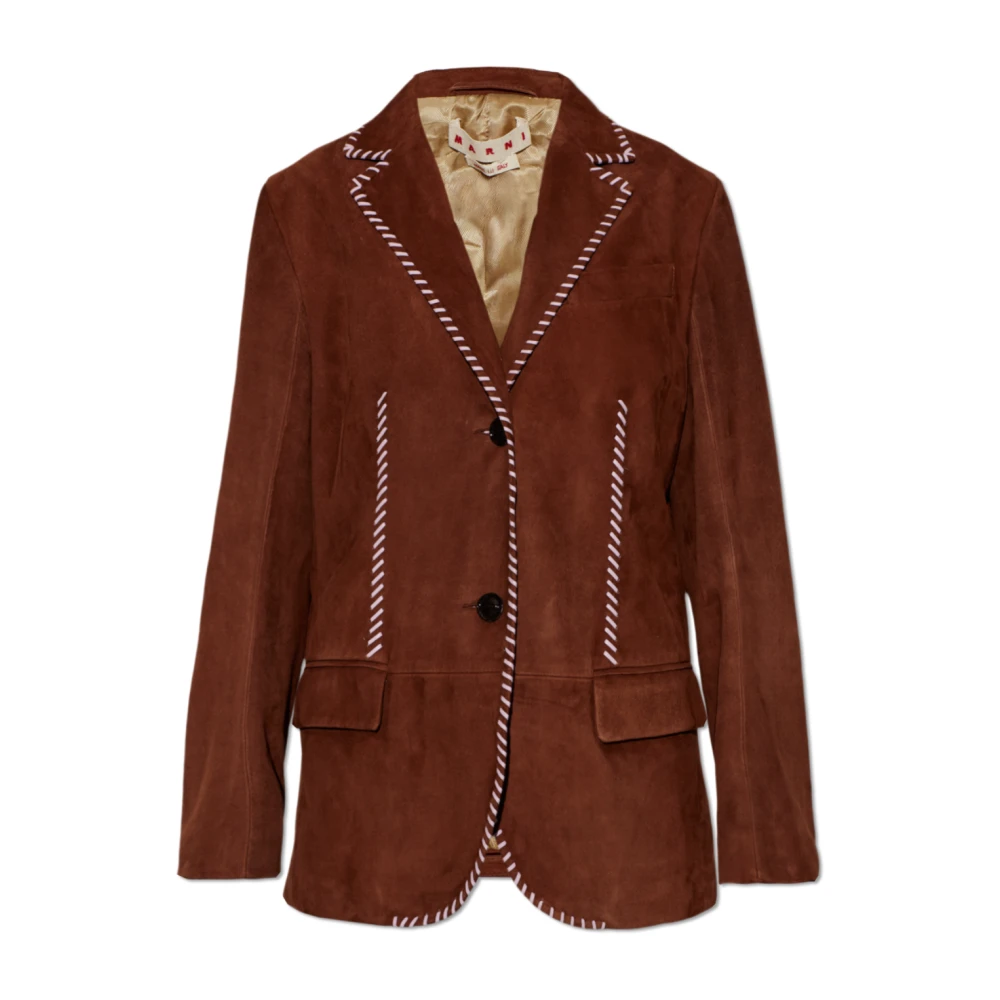 Marni Femme Marron - Blazer En Cuir - Vestes - Brun - Taille: 36 Fr