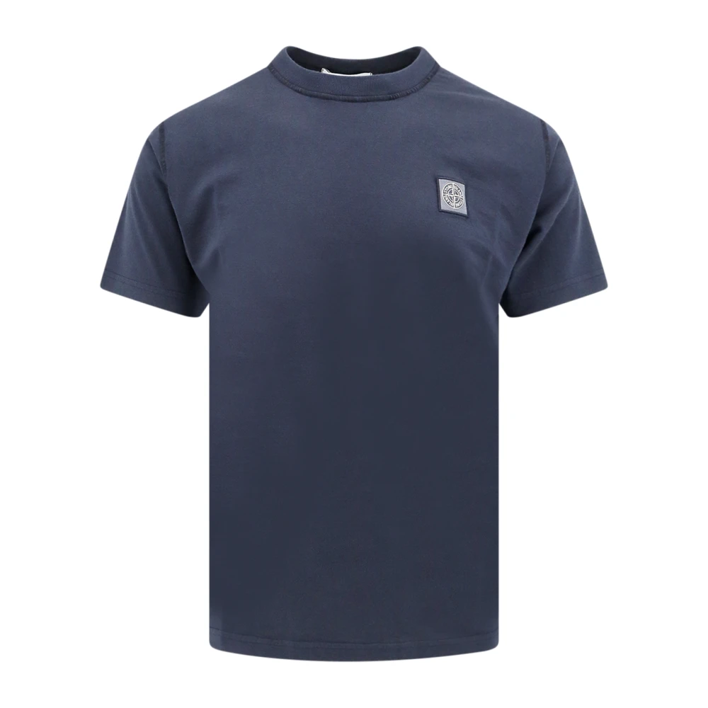 Stone Island Blauw Ss24 T-shirt met Patch Logo Blue Heren