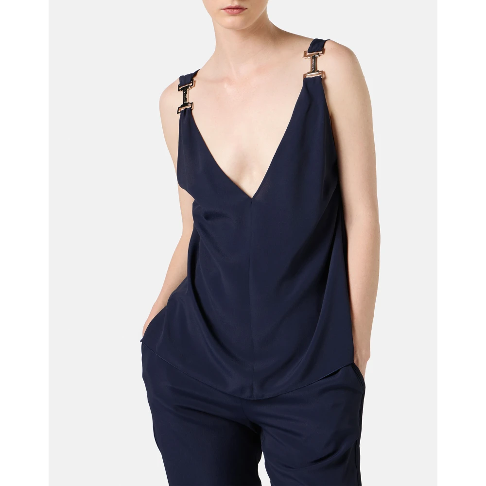 Iceberg Blauwe crepe de chine top met kenmerkende details Blue Dames