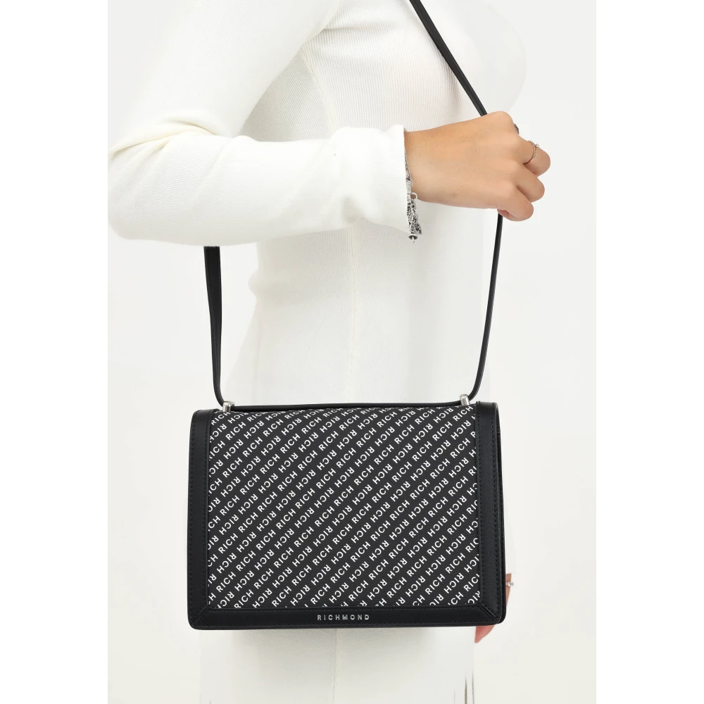 Richmond Zwarte schoudertas met monogramlogo Black Dames