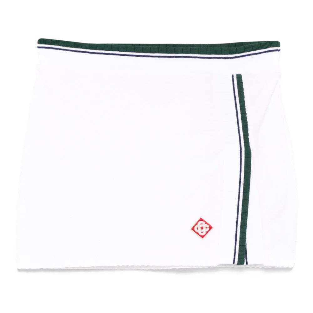 Casablanca Monogram Minirok Wit Geribbelde Elastische Taille White Dames