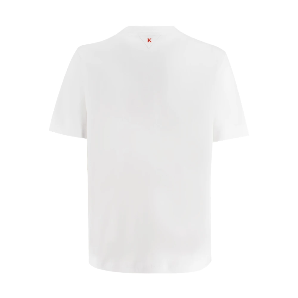 Kiton Witte T-shirt met Logo Tag White Dames