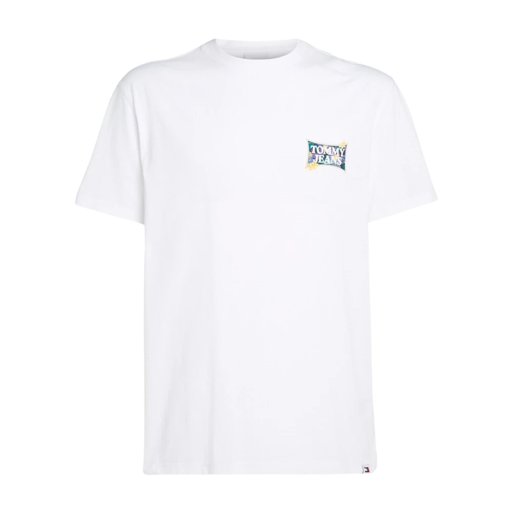 Tommy Jeans Biologisch Katoen Bedrukt T-shirt Wit White Heren