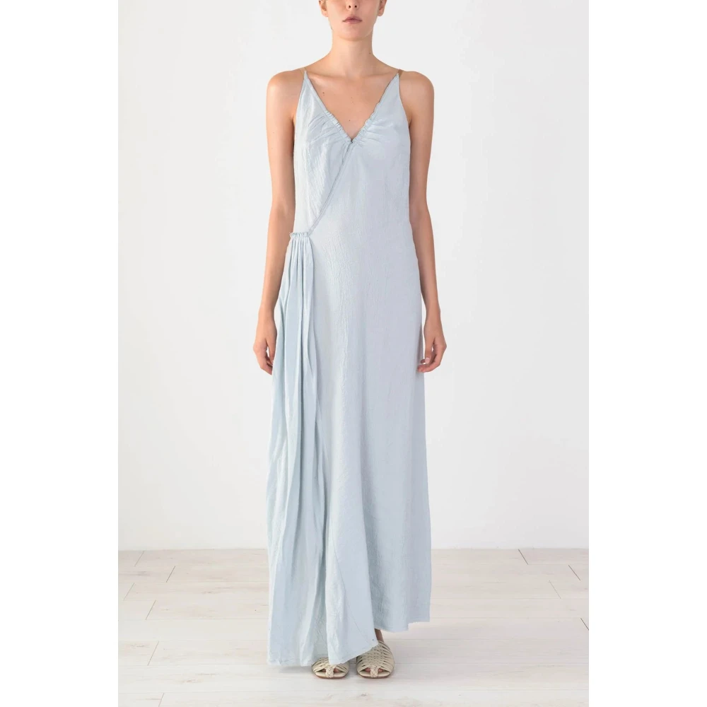 Alysi Asymmetrische Crepe Jurk met Gerimpelde Halslijn Blue Dames