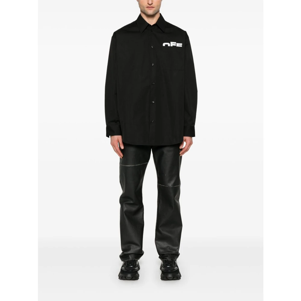 Off White Zwart en wit overhemd voor mannen Black Heren