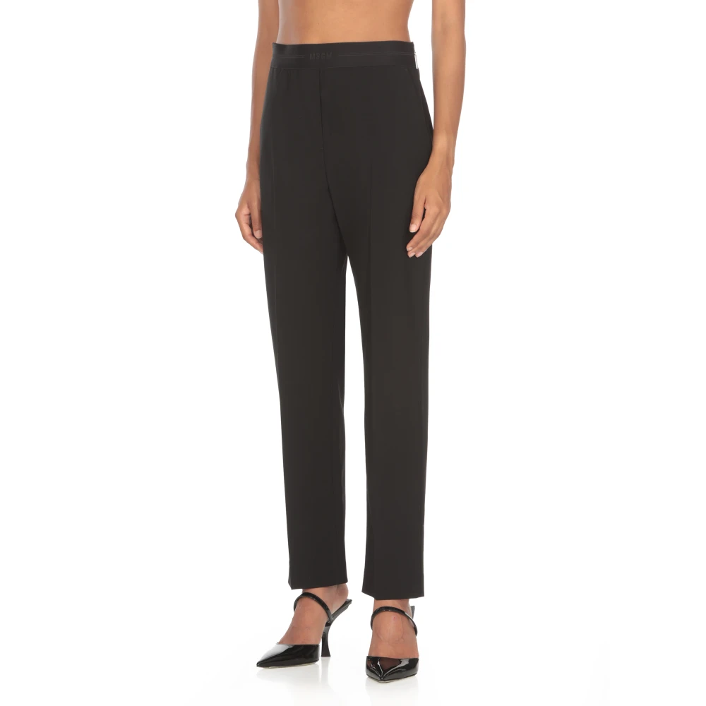 Msgm Zwarte Wollen Broek Elastische Taille Black Dames