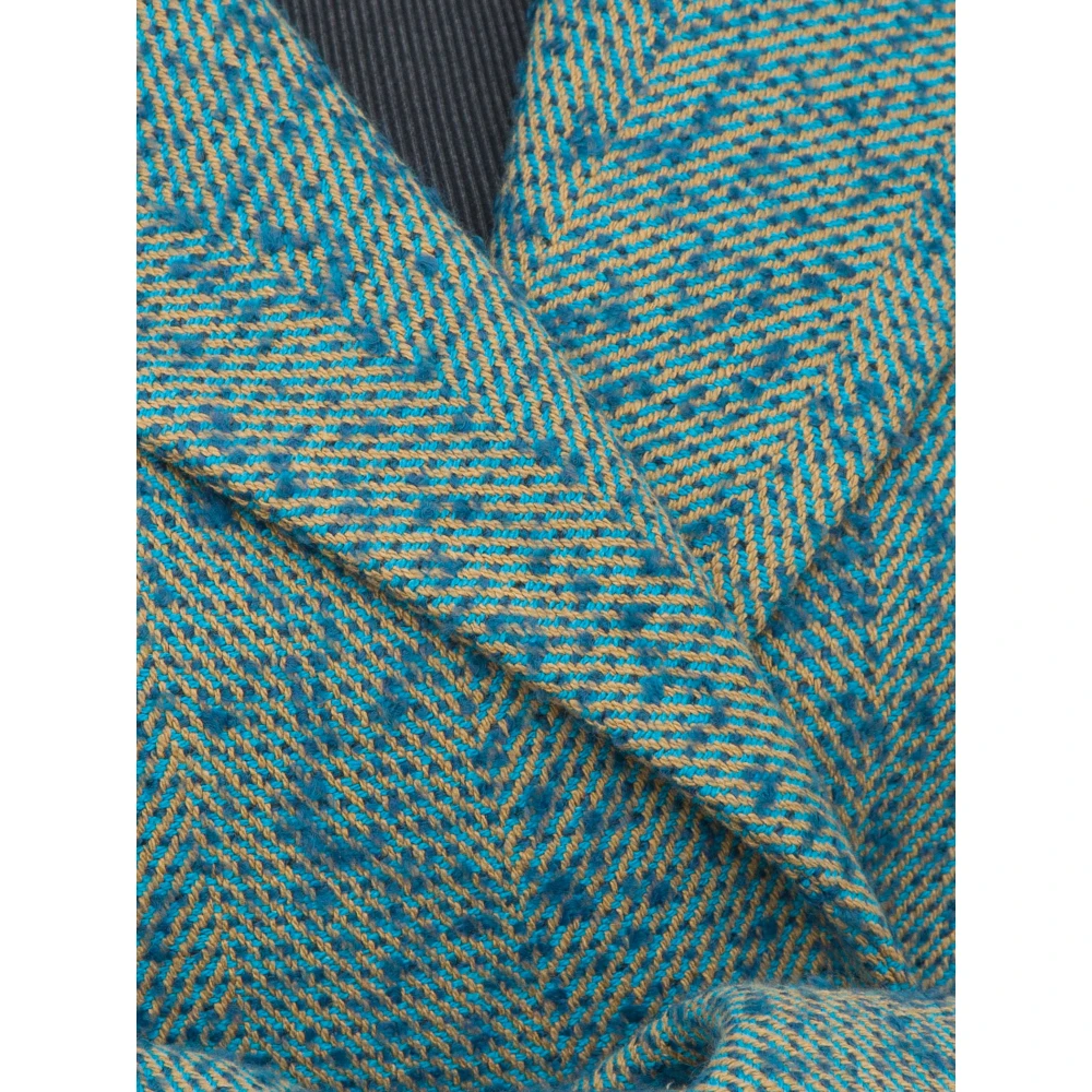 Nenette Lange Turquoise Wollen Jas Blue Dames