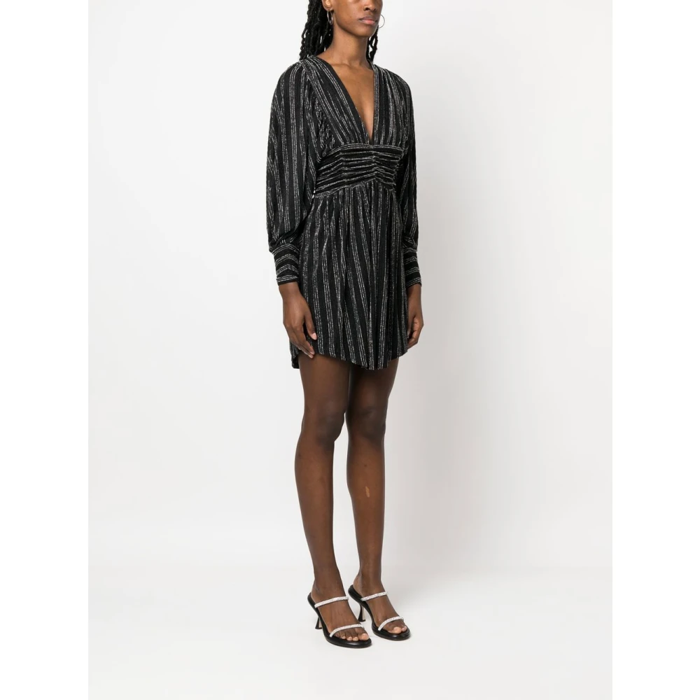 IRO Zwarte Metallic-Geribbelde Jurk met Lange Mouwen Black Dames