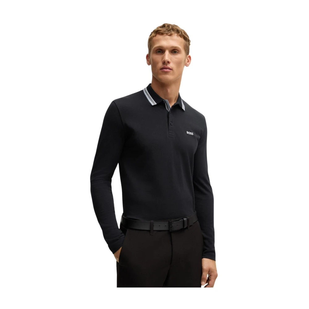 Hugo Boss Lange Mouw Polo Shirt Blue Heren