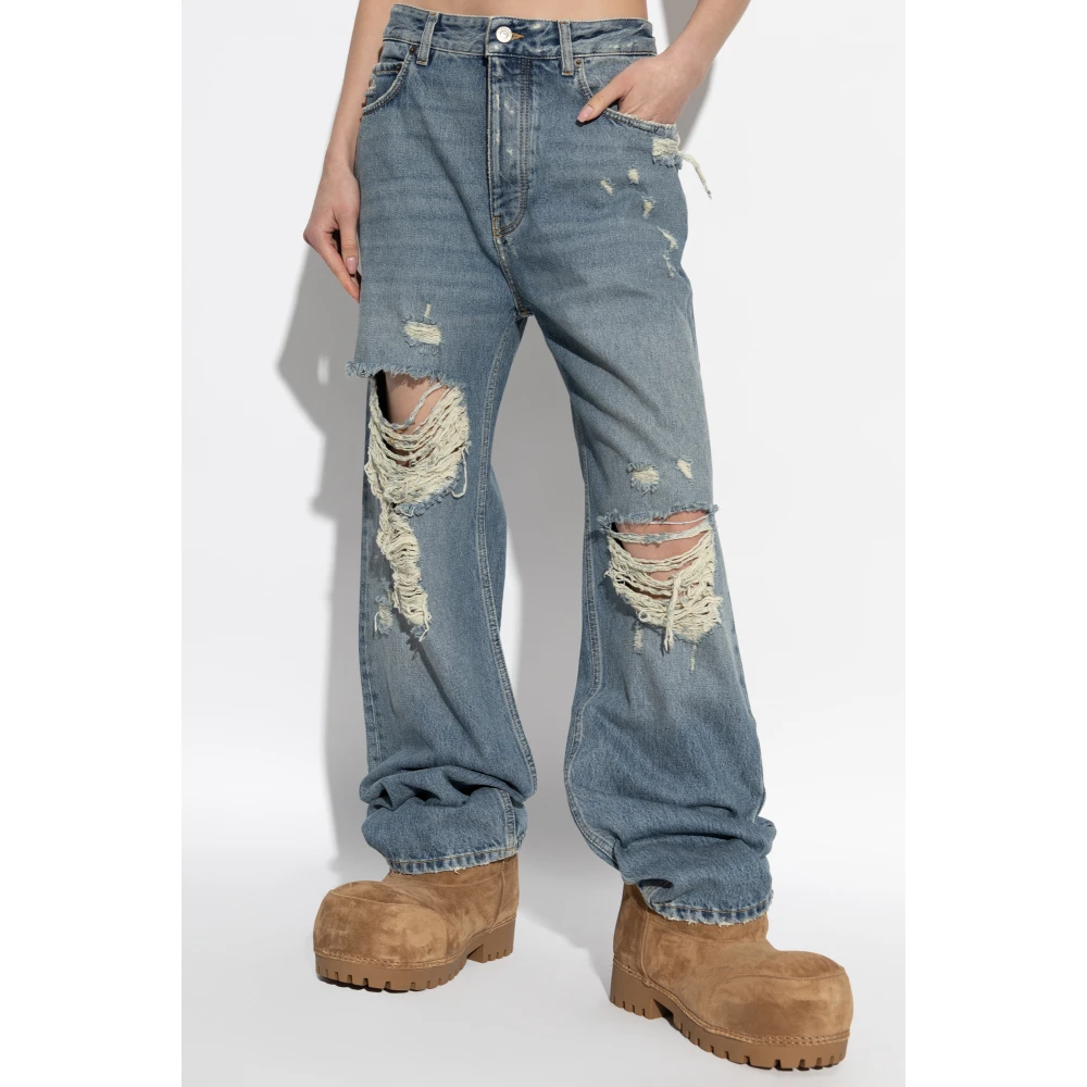 Balenciaga Distressed Effect Jeans Blue Dames