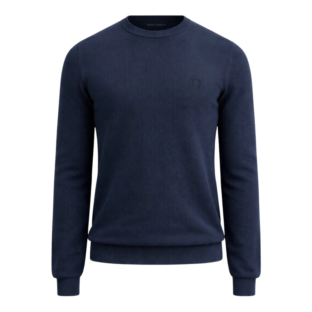 Fred Perry Men's Blue Round-Neck Knitwear, L, Round-Neck Knitwear