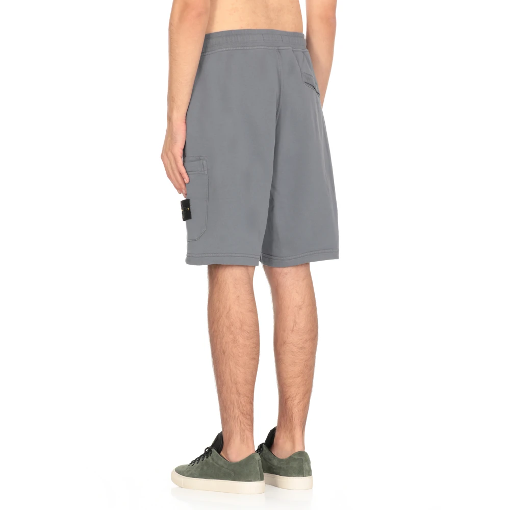 Stone Island Blauwe katoenen bermuda shorts met zakken Blue Heren
