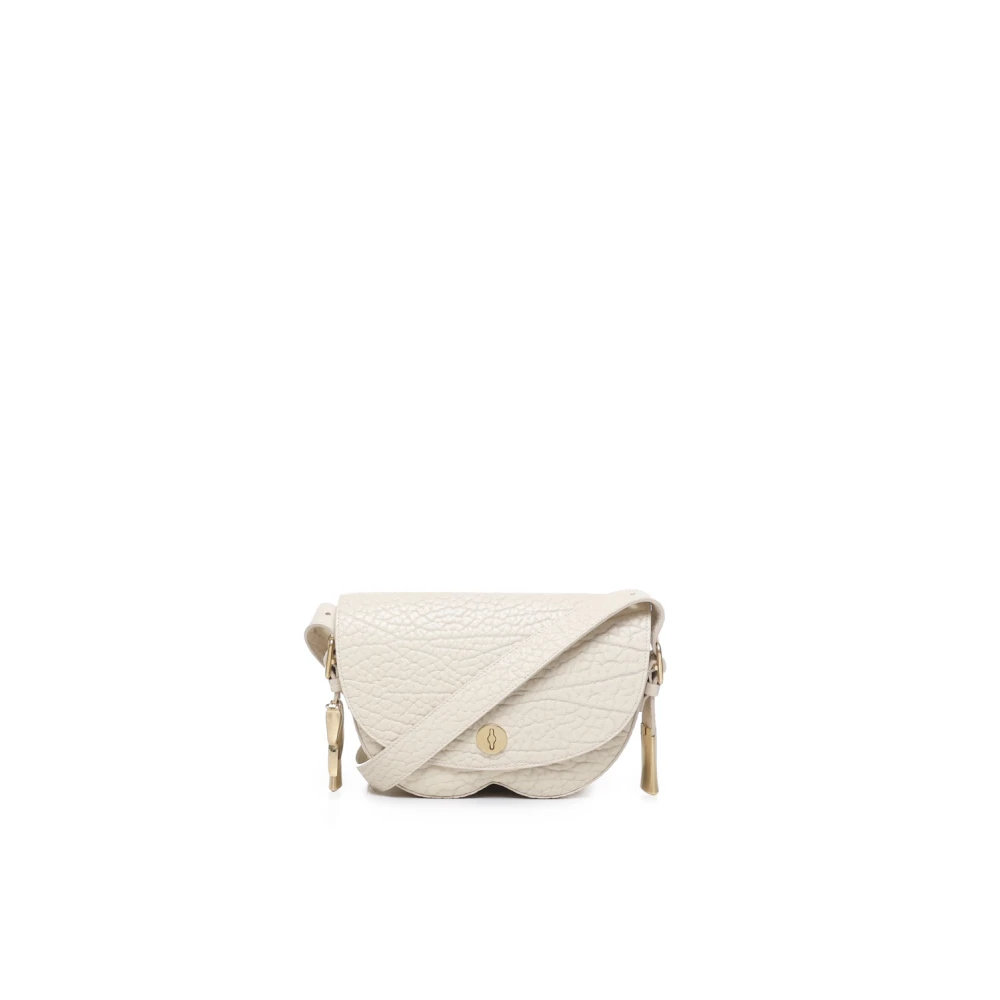 Burberry Krämig läderväska med Knight Design White, Dam