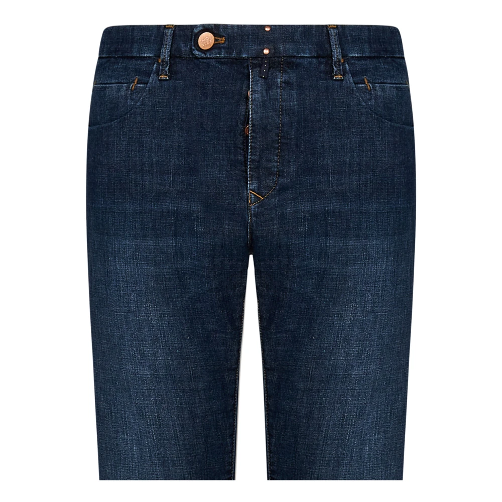 Incotex Blauwe Slim-Fit Jeans met Afneembare Sleutelhanger Blue Heren